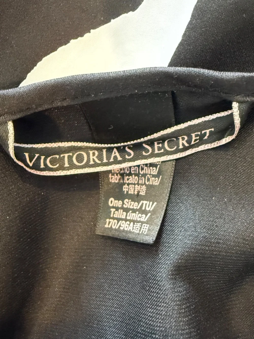 Victoria's Secret Black LOVE Satin Cover Up One Size